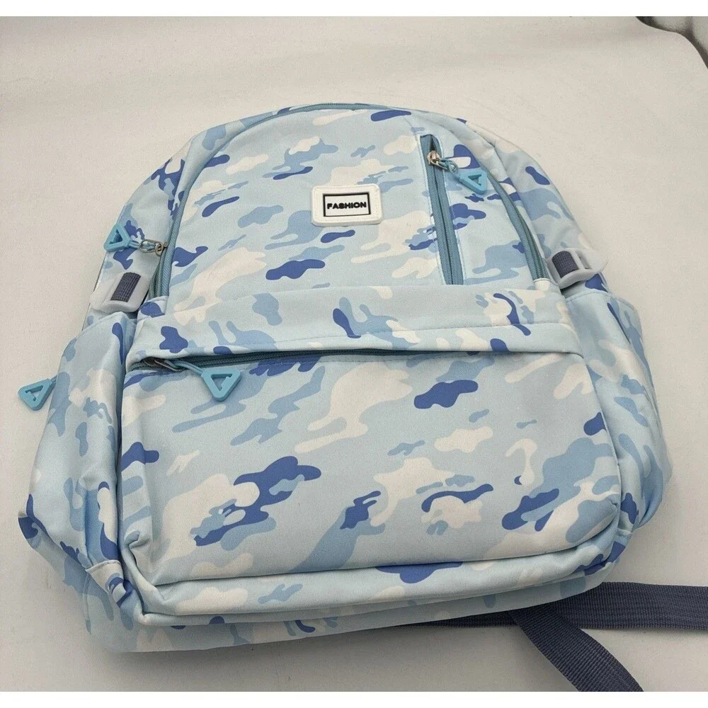 camolauge back pack with lunch bag light blue  nylon large capacity school